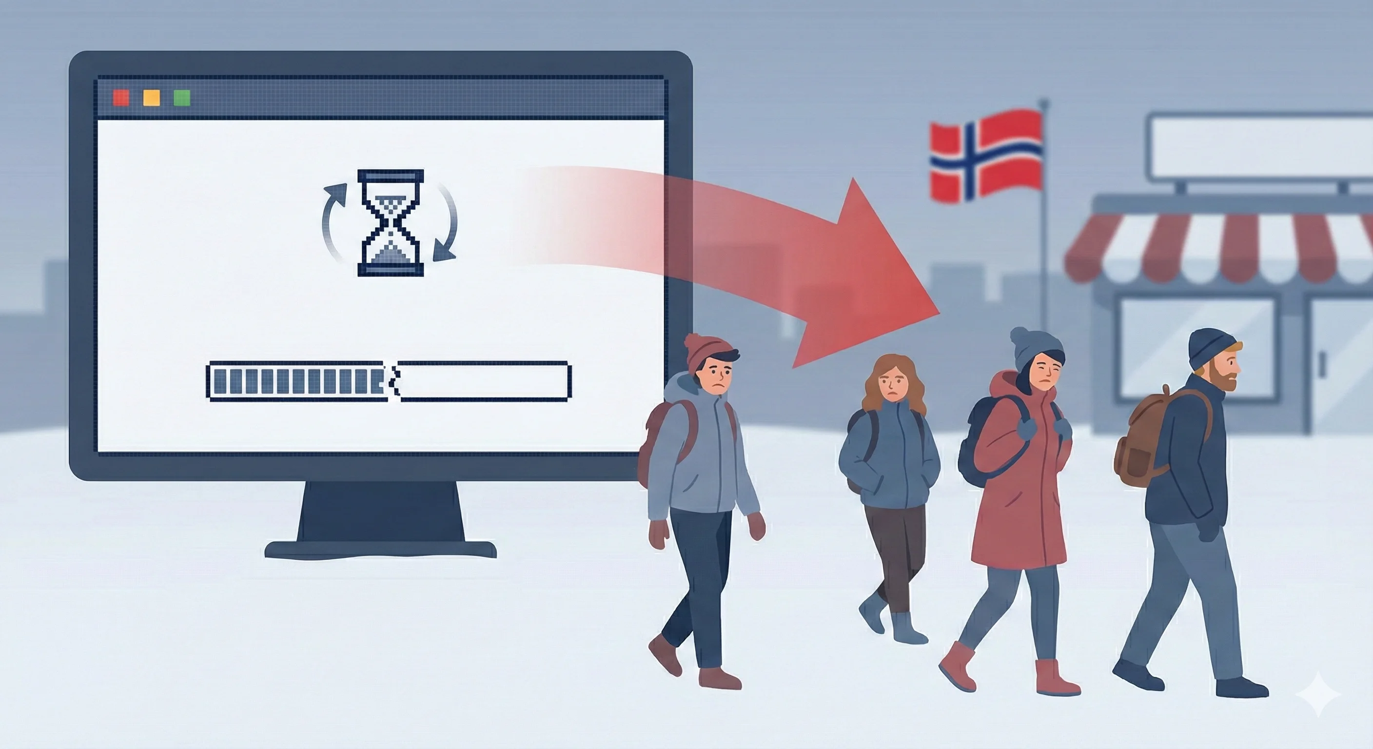 Illustrasjon av treg nettside som koster bedrifter kunder